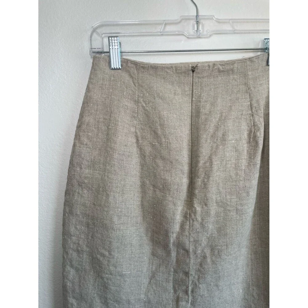 Joseph Vincent 100% Linen Pencil Skirt Women Size 8 Beige Knee Length - Picture 6 of 9